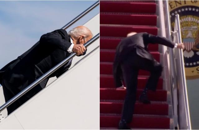  تعثر بايدن على سلم الطائرة